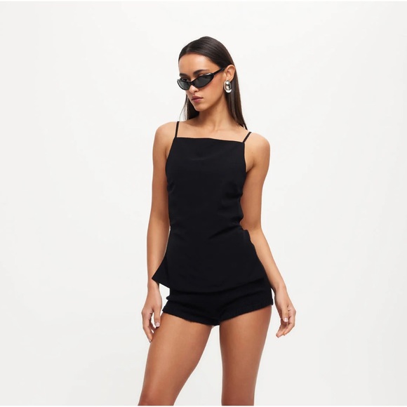Lioness Tops - Lioness Black Square Neck Spaghetti Strap Top